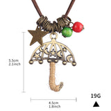 Max Vintage Style Plated Alloy Star Moon Umbrella Charm Pendant Necklace Jewelry