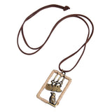 Max Leather Cord Necklace Chain Gold Four Birds Pendant Necklace for Women Men