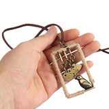 Max Leather Cord Necklace Chain Gold Four Birds Pendant Necklace for Women Men