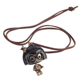 Max Cute Glasses Girl Pendant Wax Rope Necklace Fashion Jewelry Black