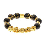 Max Golden Pi Xiu Bracelet Six-word Mantra Bead Good Luck Jewelry Men Women 14mm