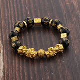 Max Golden Pi Xiu Bracelet Six-word Mantra Bead Good Luck Jewelry Men Women 14mm