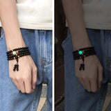 Max Luminous Beads Chinese Zodiac Obsidian Bracelet Multi Layer Bangle Pig