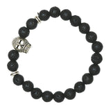 Max Unisex Black Lava Stone Beaded Charm Bracelet Bangles Jewelry Skull