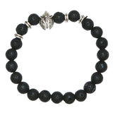 Max Unisex Black Lava Stone Beaded Charm Bracelet Bangles Jewelry Helmet