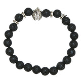 Max Unisex Black Lava Stone Beaded Charm Bracelet Bangles Jewelry Helmet