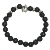 Max Unisex Black Lava Stone Beaded Charm Bracelet Bangles Jewelry Helmet