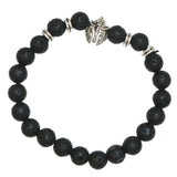 Max Unisex Black Lava Stone Beaded Charm Bracelet Bangles Jewelry Helmet