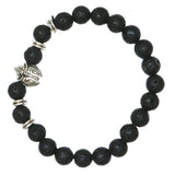 Max Unisex Black Lava Stone Beaded Charm Bracelet Bangles Jewelry Helmet