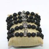 Max Unisex Black Lava Stone Beaded Charm Bracelet Bangles Jewelry Helmet