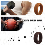 Max 5-Pack Mens Bark Texture Silicone Wedding Bands Rings 8.7mm Wide Size 13