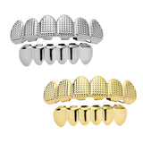Max Grills Hip Hop Upper Lower 6 Teeth Caps Halloween Cosplay Gold Top