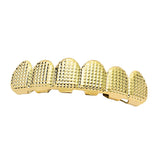 Max Grills Hip Hop Upper Lower 6 Teeth Caps Halloween Cosplay Gold Top