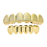 Max Grills Hip Hop Upper Lower 6 Teeth Caps Halloween Cosplay Gold Top