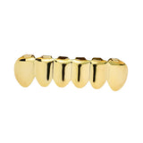 Max Grills Hip Hop Upper Lower 6 Teeth Caps Halloween Cosplay Golden Bottom