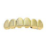 Max Grills Hip Hop Upper Lower 6 Teeth Caps Halloween Cosplay Golden Bottom