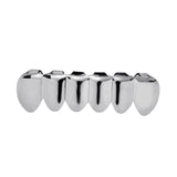 Max Grills Hip Hop Upper Lower 6 Teeth Caps Halloween Cosplay Silver Bottom