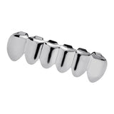 Max Grills Hip Hop Upper Lower 6 Teeth Caps Halloween Cosplay Silver Bottom