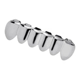Max Grills Hip Hop Upper Lower 6 Teeth Caps Halloween Cosplay Silver Bottom