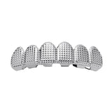 Max Grills Hip Hop Upper Lower 6 Teeth Caps Halloween Cosplay Silver Bottom