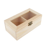 Max Plain Wooden Jewelry Box Tea Box Organizer Case Storage Box w/ Lock 2 Slots