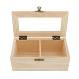 Max Plain Wooden Jewelry Box Tea Box Organizer Case Storage Box w/ Lock 2 Slots