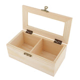 Max Plain Wooden Jewelry Box Tea Box Organizer Case Storage Box w/ Lock 2 Slots