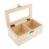 Max Plain Wooden Jewelry Box Tea Box Organizer Case Storage Box w/ Lock 2 Slots