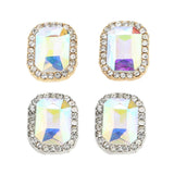 Max 2x Geometric Earrings Alloy Rhinestone Ear Studs Female Charms Jewelry