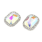 Max Fashion Geometric Stud Earrings Crystal Ear Studs Women Charm Jewelry Silver