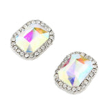 Max Fashion Geometric Stud Earrings Crystal Ear Studs Women Charm Jewelry Silver