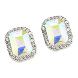 Max Fashion Geometric Stud Earrings Crystal Ear Studs Women Charm Jewelry Silver