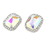 Max Fashion Geometric Stud Earrings Crystal Ear Studs Women Charm Jewelry Silver