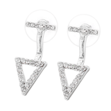 Max Dangle Earrings Women Alloy Rhinestone Triangle Hollow Ear Studs Drop Silver