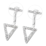 Max Dangle Earrings Women Alloy Rhinestone Triangle Hollow Ear Studs Drop Silver