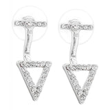 Max Dangle Earrings Women Alloy Rhinestone Triangle Hollow Ear Studs Drop Silver