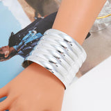 Max African Egypt Gothic Punk Wide Leather Bracelet Bangle Adjustable Silver