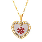 Max Heart Shaped Medical Alert ID EMT Necklace Pendant Men 50cm Decorative Chain