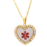 Max Heart Shaped Medical Alert ID EMT Necklace Pendant Men 50cm Decorative Chain