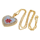Max Heart Shaped Medical Alert ID EMT Necklace Pendant Men 50cm Decorative Chain