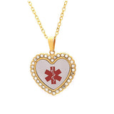 Max Heart Shaped Medical Alert ID EMT Necklace Pendant Men 50cm Decorative Chain
