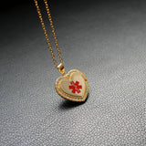 Max Heart Shaped Medical Alert ID EMT Necklace Pendant Men 50cm Decorative Chain