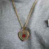Max Heart Shaped Medical Alert ID EMT Necklace Pendant Men 50cm Decorative Chain