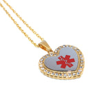 Max Heart Shaped Medical Alert ID EMT Necklace Pendant Men 50cm Decorative Chain