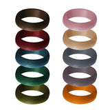Max 10-Pack Unisex Bark Texture Silicone Wedding Bands Rings 5.7mm Wide Size 9