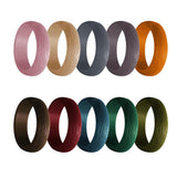 Max 10-Pack Unisex Bark Texture Silicone Wedding Bands Rings 5.7mm Wide Size 9