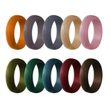 Max 10-Pack Unisex Bark Texture Silicone Wedding Bands Rings 5.7mm Wide Size 9