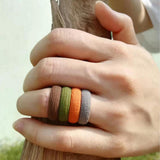 Max 10-Pack Unisex Bark Texture Silicone Wedding Bands Rings 5.7mm Wide Size 10