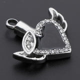 Max Diamante Stainless Steel Pet Urn Pendants Ash Holder Keepsake Heart Pendants