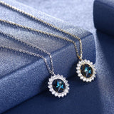 Max Fashion Women Crystal Blue Pendant Lady Necklace Girl Jewelry blue platinum